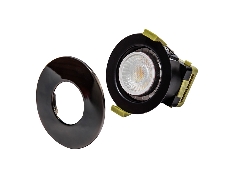 Load image into Gallery viewer, C-Lighting Vauxhall 8W Dimmable CCT LED Fire Rated Downlight Black Chrome Fascia IP65 - 42502
