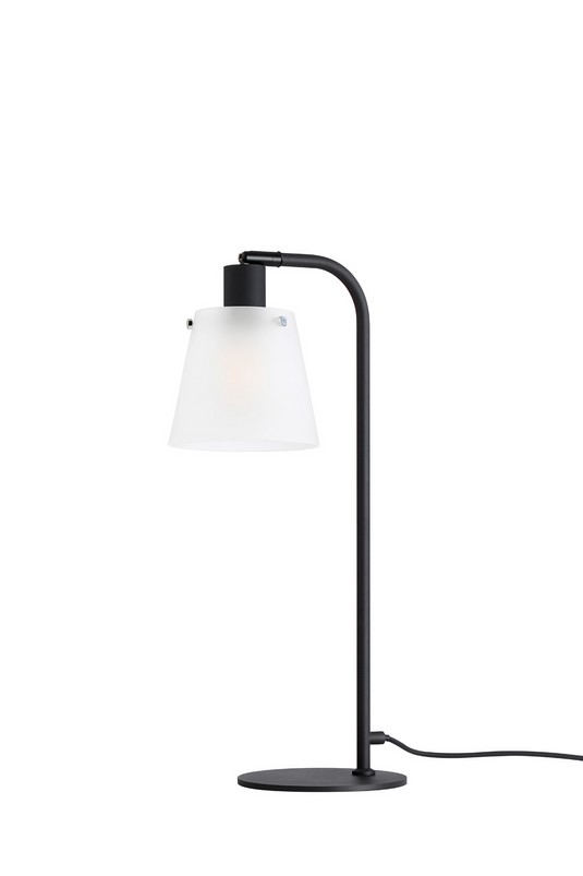 C-Lighting Hektor Table Lamp With 16cm x 14cm Shade, 1 Light E27, Sand Black/Frosted White Glass Shade - 60833