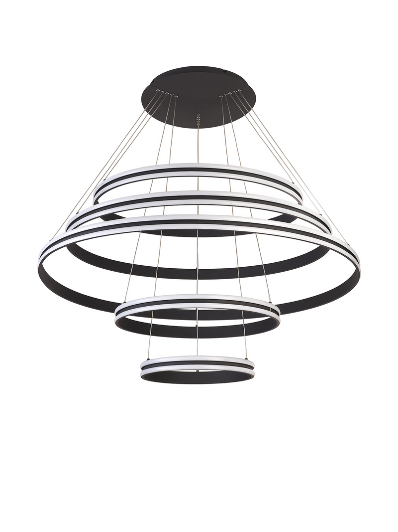 Load image into Gallery viewer, C-Lighting Circles Pendant, 5 Tier 150W LED, 4000K, 6800lm, Triac Dimmable, Graphite, 3yrs Warranty - 60842
