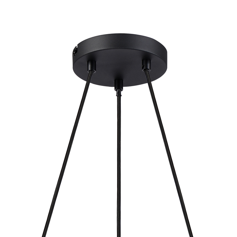 Load image into Gallery viewer, C-Lighting Hektor Ring Pendant With 16cm x 14cm Shade, 3 Light E27, Sand Black/Black/Gold Metal Shade - 60904
