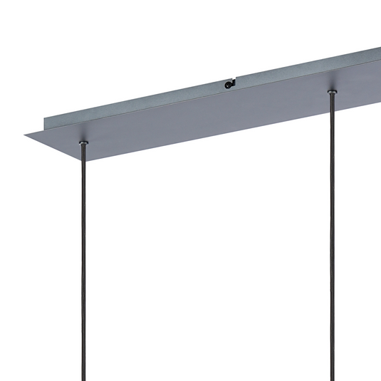 C-Lighting Bridge Ribbed Linear Pendant, 3 Light Adjustable E27, Dark Grey/Smoke Wide Line Glass -