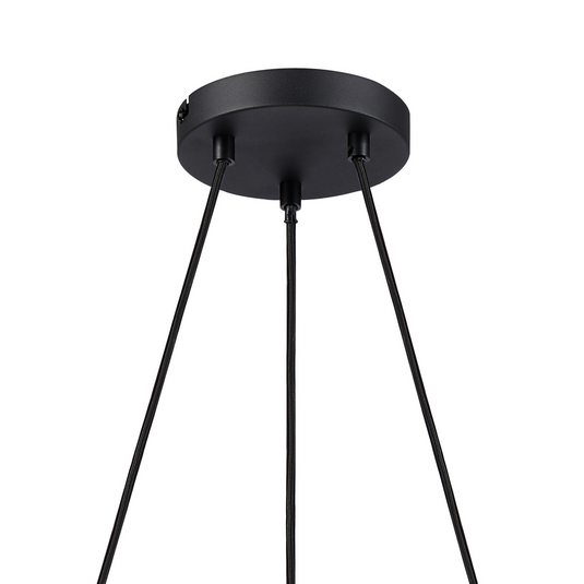 C-Lighting Hektor Ring Pendant With 16cm x 14cm Shade, 3 Light E27, Sand Black/Frosted White Glass Shade - 60908