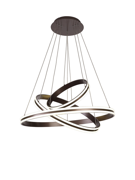 C-Lighting Circles Pendant, 3 Tier 50W,30W,20W LED, 3500K, 5470lm, Triac Dimmable, Coffee, 3yrs Warranty - 60838