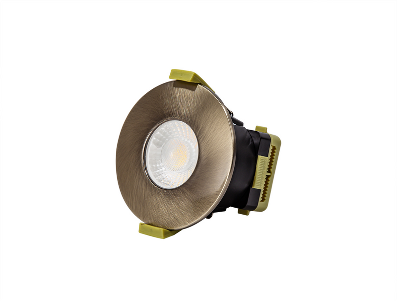 Load image into Gallery viewer, C-Lighting Vauxhall 8W Dimmable CCT LED Fire Rated Downlight Antique Brass Fascia IP65 - 42500
