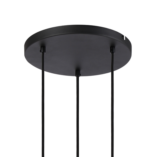 C-Lighting Hektor Round Pendant With 16cm x 14cm Shade, 3 Light E27, Sand Black/Brown/Copper Metal Shade - 60887