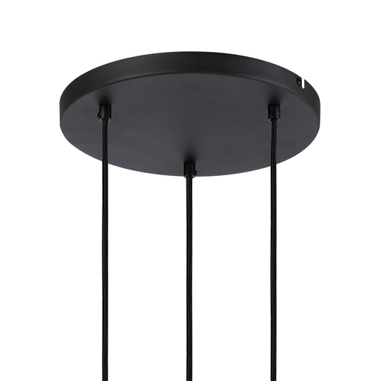 C-Lighting Hektor Round Pendant With 16cm x 14cm Shade, 3 Light E27, Sand Black/Smoke Faded Glass Shade - 60891