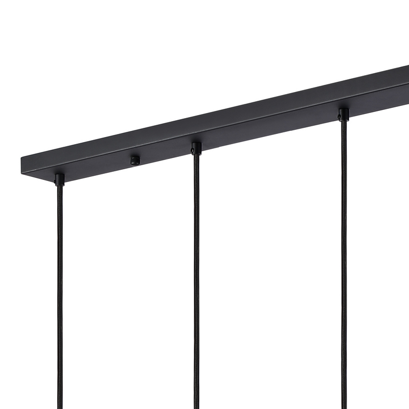 Load image into Gallery viewer, C-Lighting Hektor Linear Pendant With 16cm x 14cm Shade, 5 Light E27, Sand Black/Smoke Faded Glass Shade - 60885
