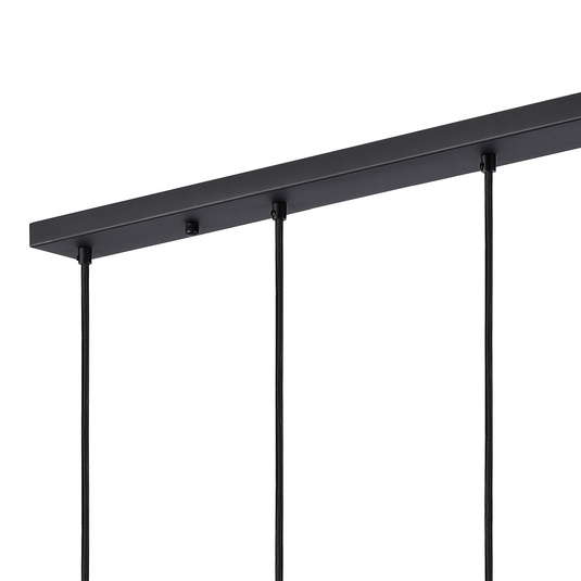 C-Lighting Hektor Linear Pendant With 16cm x 14cm Shade, 5 Light E27, Sand Black/Smoke Faded Glass Shade - 60885