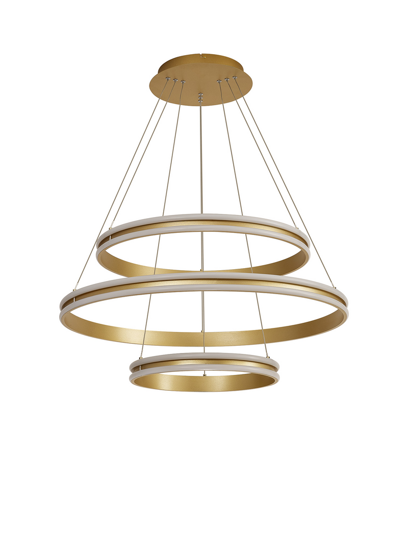 Load image into Gallery viewer, C-Lighting Circles Pendant, 3 Tier 50W,30W, 20W LED, 3500K, 5470lm, Dimmable, Sand Gold, 3yrs Warranty - 60840
