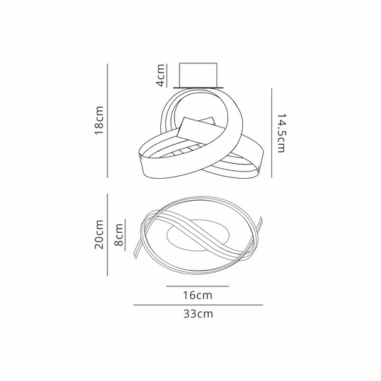 C-Lighting Pulsation Dimmable Loop Wall Light, 1 x 13W LED, 3000K, 770lm, Gold - 61965