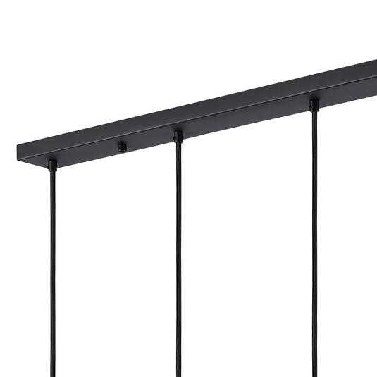 C-Lighting Hektor Linear Pendant With 16cm x 14cm Shade, 5 Light E27, Sand Black/Frosted White Glass Shade - 60884