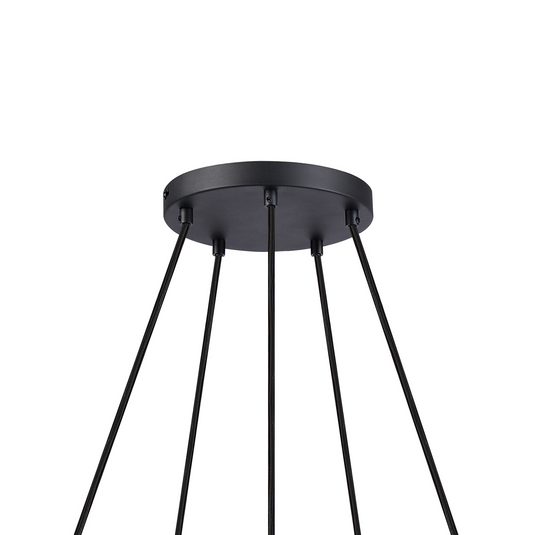 C-Lighting Hektor Ring Pendant With 16cm x 14cm Shade, 5 Light E27, Sand Black/Black/Gold Metal Shade - 60910