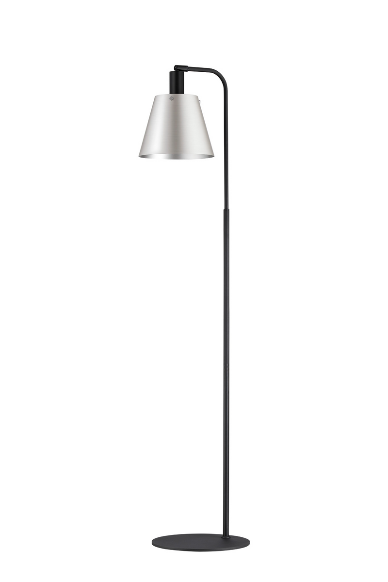 Load image into Gallery viewer, C-Lighting Hektor Floor Lamp With 23cm x 18cm Shade, 1 Light E27, Sand Black/Light Grey/Silver Metal Shade - 60828
