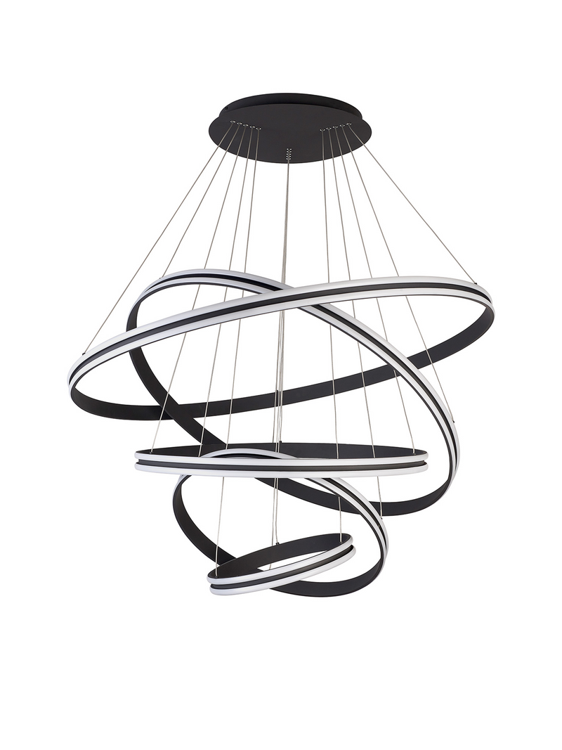 Load image into Gallery viewer, C-Lighting Circles Pendant, 5 Tier 150W LED, 4000K, 6800lm, Triac Dimmable, Graphite, 3yrs Warranty - 60842
