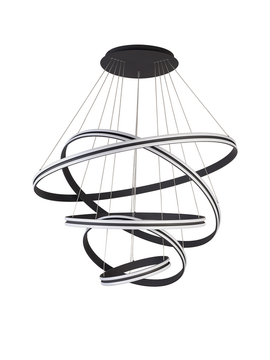 C-Lighting Circles Pendant, 5 Tier 150W LED, 4000K, 6800lm, Triac Dimmable, Graphite, 3yrs Warranty - 60842