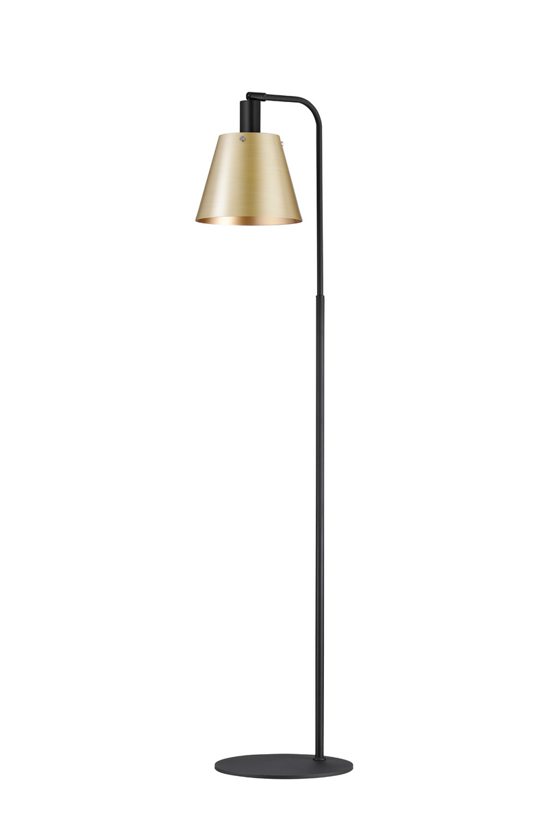 Load image into Gallery viewer, C-Lighting Hektor Floor Lamp With 23cm x 18cm Shade, 1 Light E27, Sand Black/Brass/Gold Metal Shade - 60829
