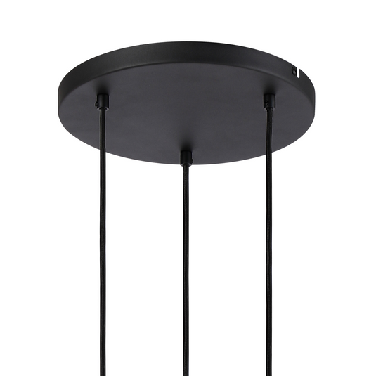 C-Lighting Hektor Round Pendant With 16cm x 14cm Shade, 3 Light E27, Sand Black/Light Grey/Silver Metal Shade  - 60889