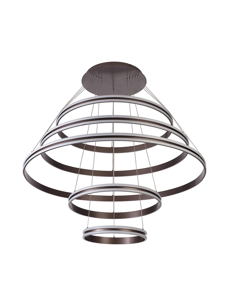 Load image into Gallery viewer, C-Lighting Circles Pendant, 5 Tier 150W LED, 3500K, 6800lm, Triac Dimmable, Coffee, 3yrs Warranty - 60844
