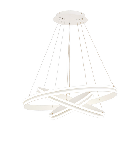 C-Lighting Circles Pendant, 3 Light 50W,30W,20W LED, 4000K, 5470lm, Dimmable, Matt White, 3yrs Warranty - 29192