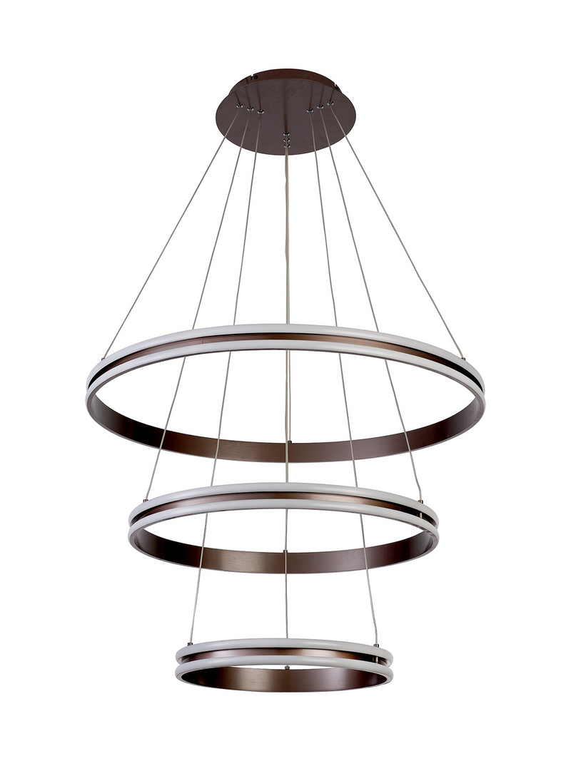 Load image into Gallery viewer, C-Lighting Circles Pendant, 3 Tier 50W,30W,20W LED, 3500K, 5470lm, Triac Dimmable, Coffee, 3yrs Warranty - 60838
