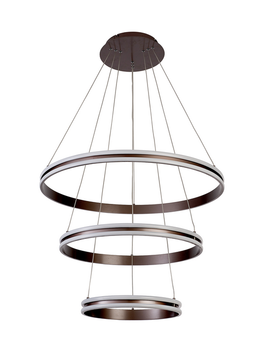 C-Lighting Circles Pendant, 3 Tier 50W,30W,20W LED, 3500K, 5470lm, Triac Dimmable, Coffee, 3yrs Warranty - 60838
