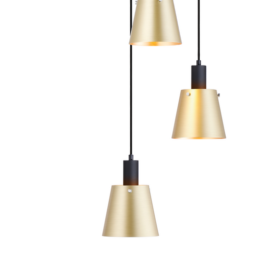 C-Lighting Hektor Round Pendant With 16cm x 14cm Shade, 7 Light E27, Sand Black/Brown/Copper Metal Shade - 60900