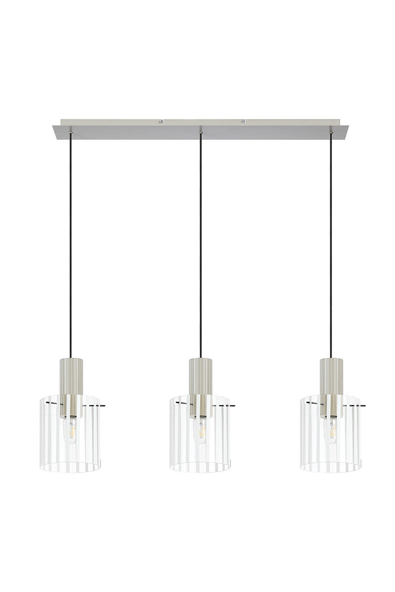 Load image into Gallery viewer, C-Lighting Bridge Ribbed Linear Pendant, 3 Light Adjustable E27, Painted Beige/Frosted Wide Line Glass -
