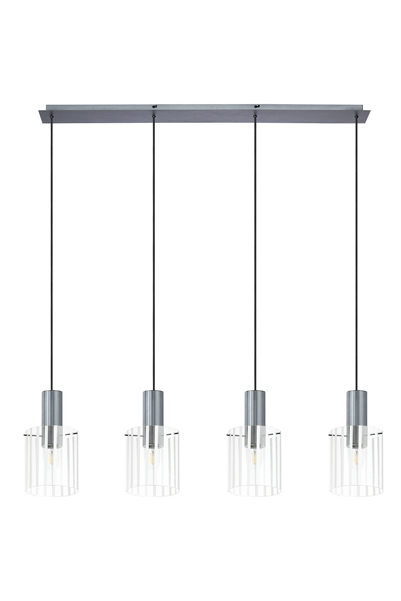 Load image into Gallery viewer, C-Lighting Bridge Ribbed Linear Pendant, 4 Light Adjustable E27, Dark Grey/Frosted Wide Line Glass -
