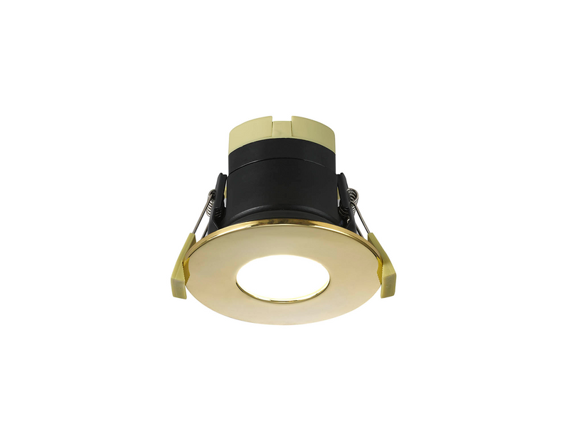 Load image into Gallery viewer, C-Lighting Vauxhall 8W Dimmable CCT LED Fire Rated Downlight Brass Fascia IP65 - 42503
