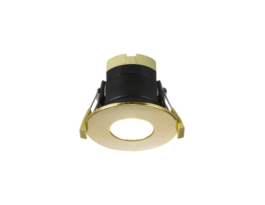 C-Lighting Vauxhall 8W Dimmable CCT LED Fire Rated Downlight Brass Fascia IP65 - 42503