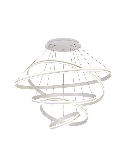 C-Lighting Circles Pendant, 5 Tier 150W LED, 4000K, 6800lm, Triac Dimmable, Matt White, 3yrs Warranty - 60841