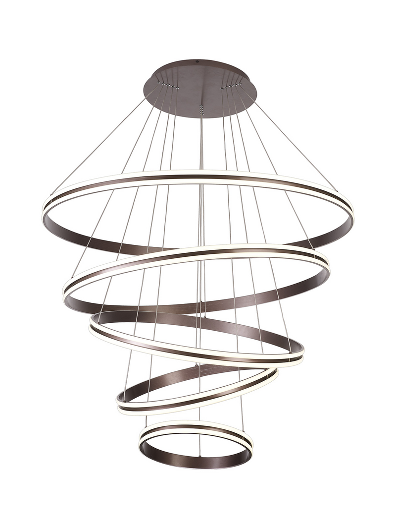 Load image into Gallery viewer, C-Lighting Circles Pendant, 5 Tier 150W LED, 3500K, 6800lm, Triac Dimmable, Coffee, 3yrs Warranty - 60844
