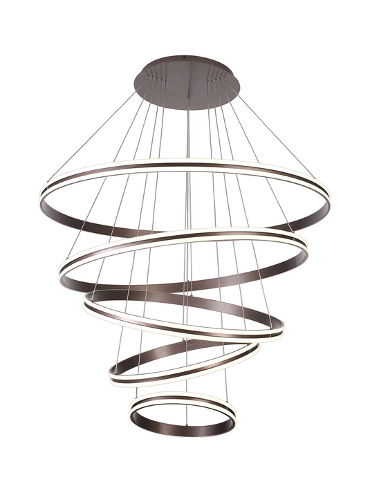 C-Lighting Circles Pendant, 5 Tier 150W LED, 3500K, 6800lm, Triac Dimmable, Coffee, 3yrs Warranty - 60844