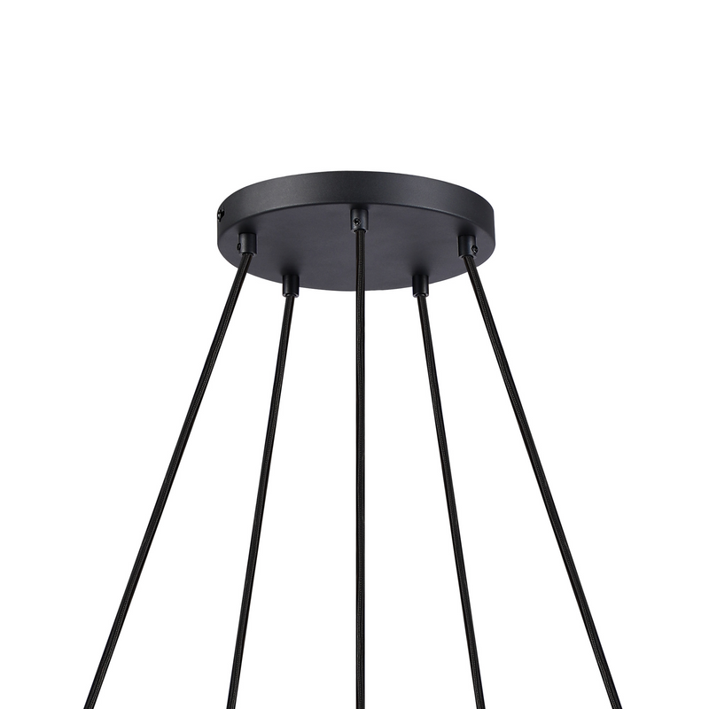 Load image into Gallery viewer, C-Lighting Hektor Ring Pendant With 16cm x 14cm Shade, 5 Light E27, Sand Black/Smoke Faded Glass Shade - 60915
