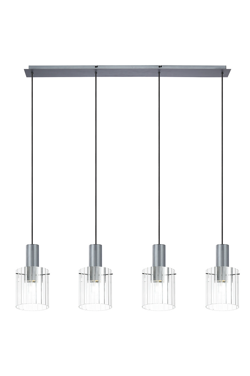 Load image into Gallery viewer, C-Lighting Bridge Ribbed Linear Pendant, 4 Light Adjustable E27, Dark Grey/Clear Wide Line Glass -
