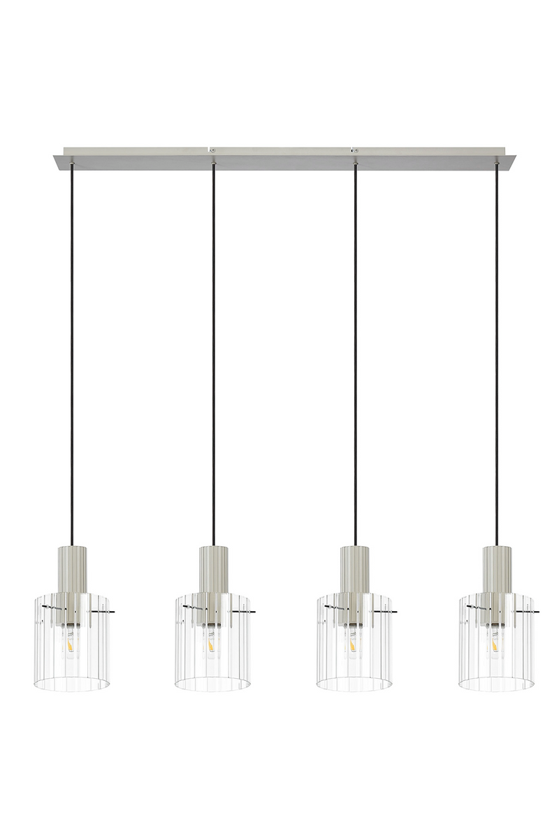 Load image into Gallery viewer, C-Lighting Bridge Ribbed Linear Pendant, 4 Light Adjustable E27, Painted Beige/Clear Wide Line Glass -
