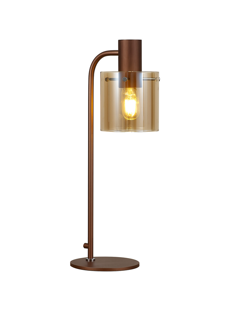 Load image into Gallery viewer, C-Lighting Bridge Large Table Lamp, 1 Light E27, Mocha / Amber Glass - 42090
