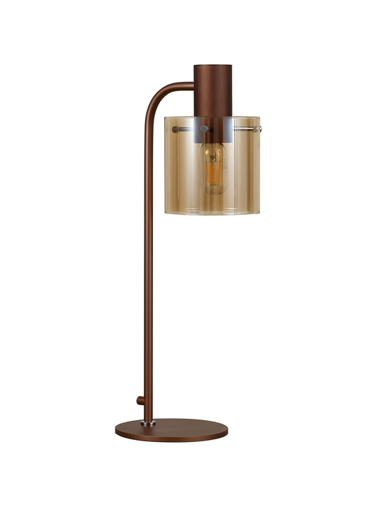 C-Lighting Bridge Large Table Lamp, 1 Light E27, Mocha / Amber Glass - 42090