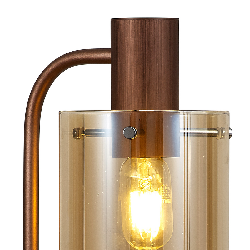 Load image into Gallery viewer, C-Lighting Bridge Large Table Lamp, 1 Light E27, Mocha / Amber Glass - 42090
