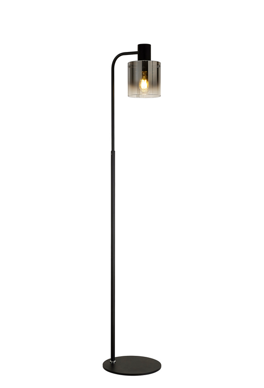 C-Lighting Bridge Floor Lamp, 1 Light E27, Black / Smoke Fade Glass - 42091
