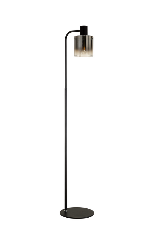 C-Lighting Bridge Floor Lamp, 1 Light E27, Black / Smoke Fade Glass - 42091