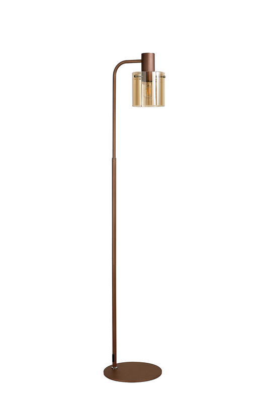 C-Lighting Bridge Floor Lamp, 1 Light E27, Mocha / Amber Glass - 42092