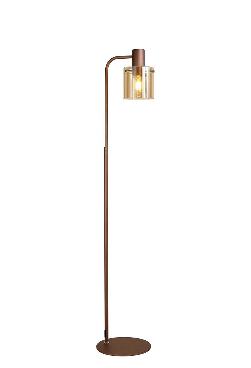 Load image into Gallery viewer, C-Lighting Bridge Floor Lamp, 1 Light E27, Mocha / Amber Glass - 42092
