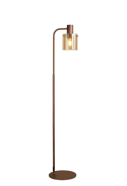 C-Lighting Bridge Floor Lamp, 1 Light E27, Mocha / Amber Glass - 42092