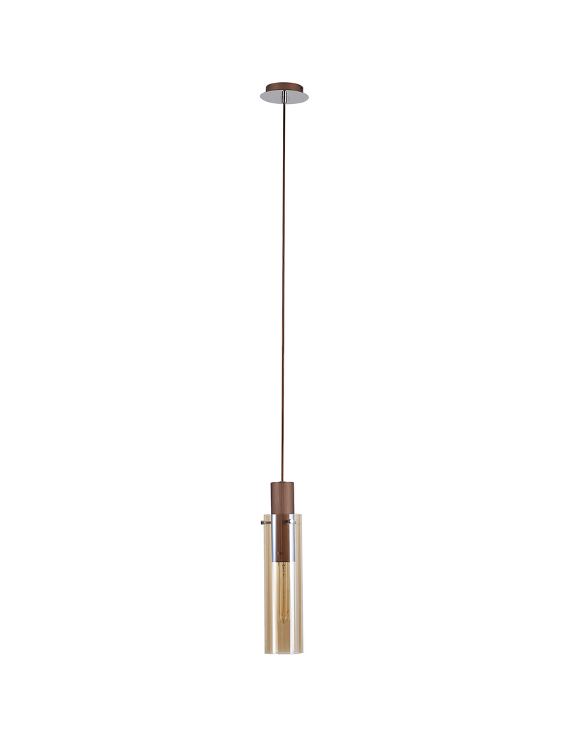 Load image into Gallery viewer, C-Lighting Bridge Slim Single Pendant, 1 Light Adjustable E27, Mocha / Amber Glass - 42093
