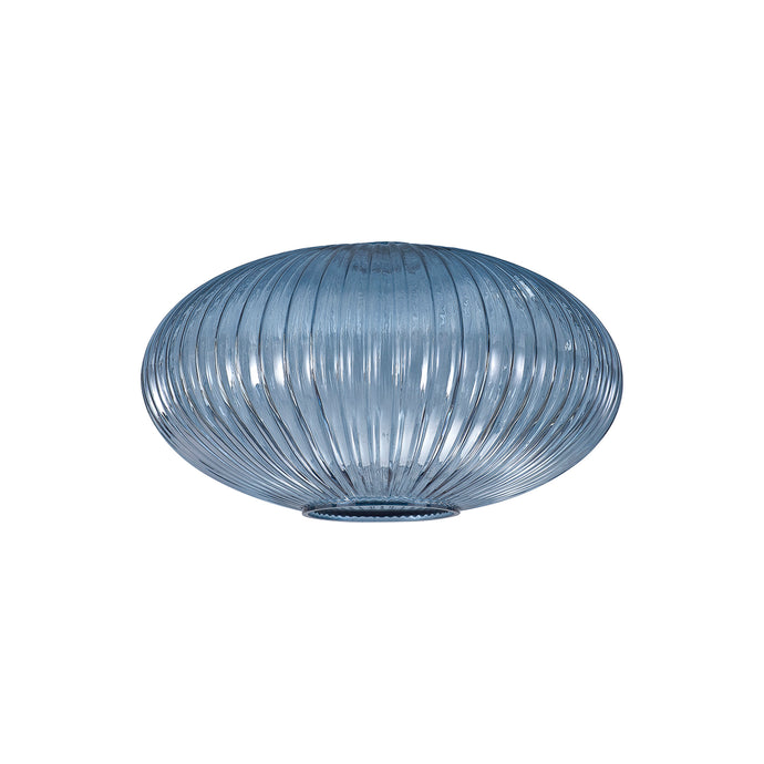 C-Lighting Chisel 30cm Oval Sphere Ribbed Glass, Petrol Blue - 42113