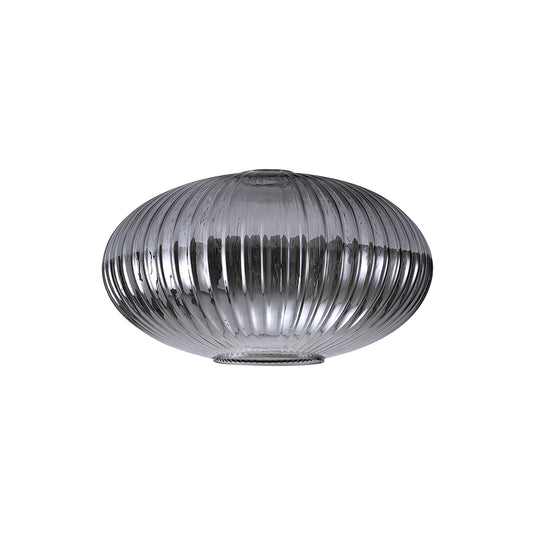 C-Lighting Chisel 30cm Oval Sphere Ribbed Glass, Smoked - 42131