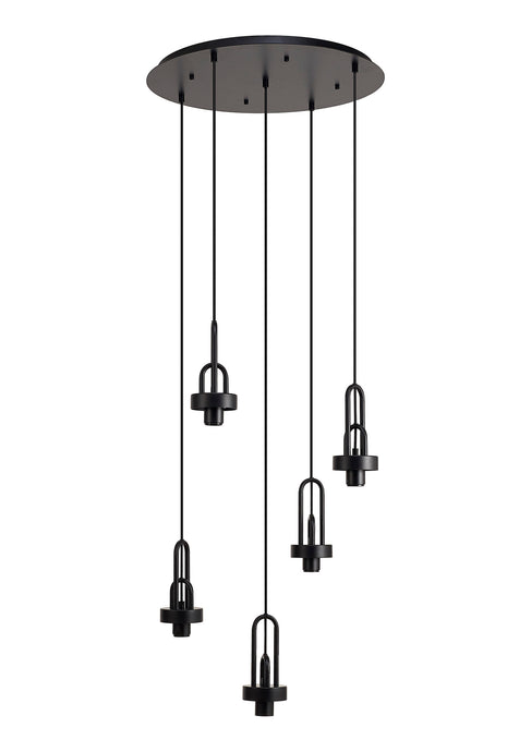 C-Lighting Chisel 2.5m Round Suspension Kit, 5 x E27, Matt Black - 42133