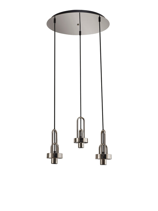 C-Lighting Chisel 2m Round Suspension Kit, 3 x E27, Polished Nickel/Matt Black - 42522