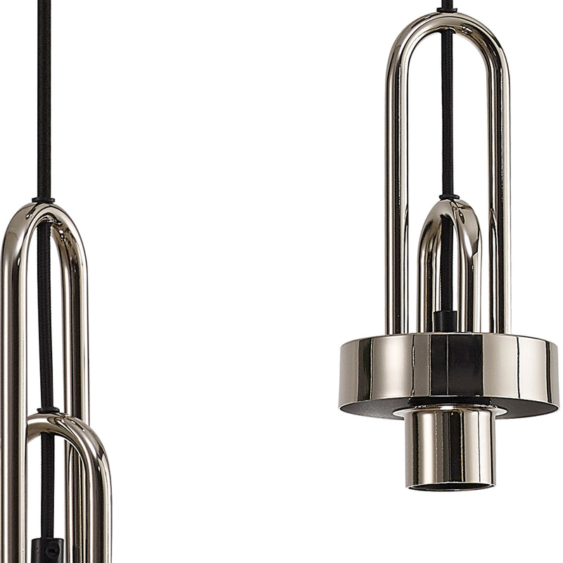 Load image into Gallery viewer, C-Lighting Chisel 2m Round Suspension Kit, 3 x E27, Polished Nickel/Matt Black - 42522

